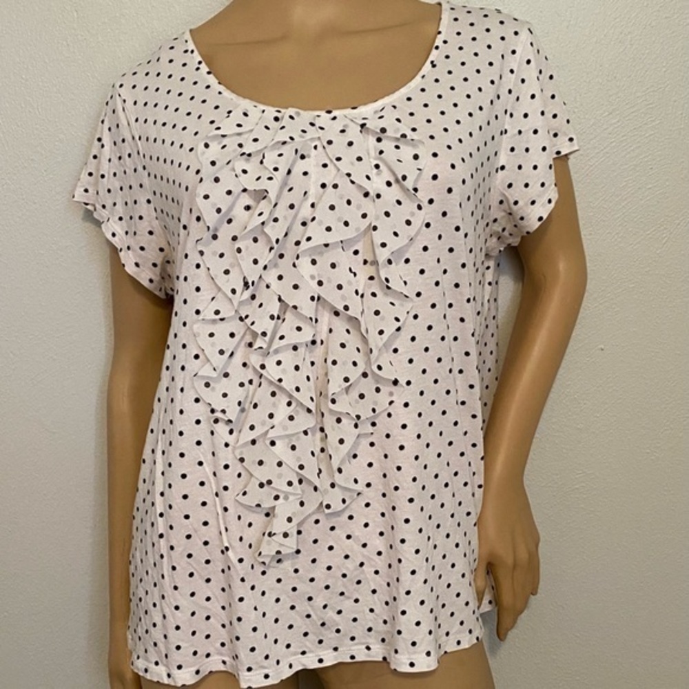 Elle polka dot stretch top size 1X - Picture 1 of 8